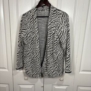 Unbranded Zebra Print Cardigan Women’s Open Front Sweater Black White Size M